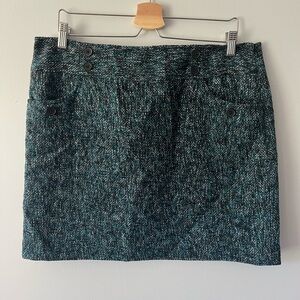 LOFT - Teal tweed mini skirt size 12